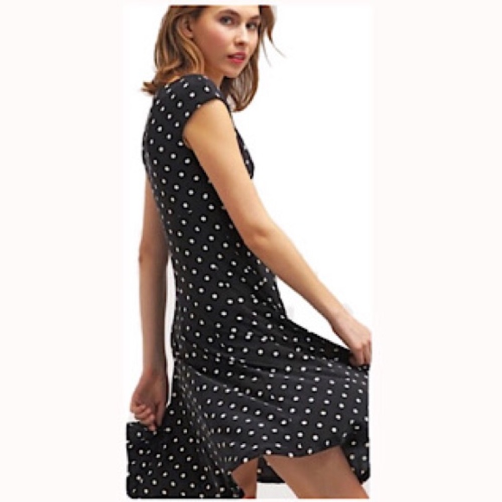 🆕 Lauren RL B&W Fit & Flair Polkadot Dress, 8